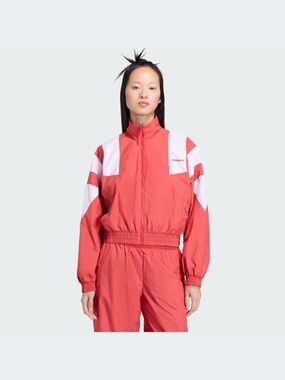 adidas Red Windbreaker Jacket with White Panels